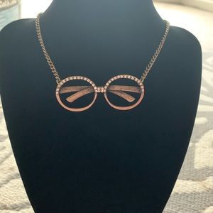 Bronze crystal accented eyeglasses necklace